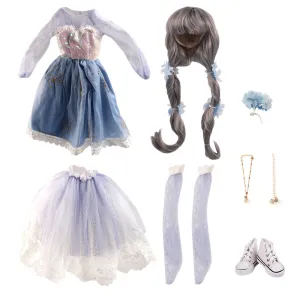 UCanaan BJD Dolls Clothes Set of 1/3 BJD Dolls Wigs Shoes Socks Accessories Full Set for 24inch 60cm BJD Dolls-Hill