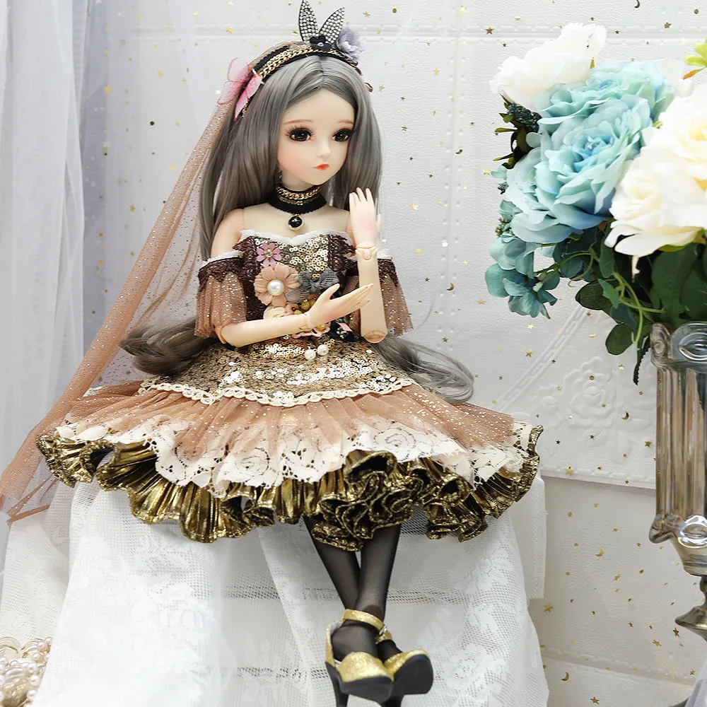 UCanaan BJD Dolls Clothes Set of 1/3 BJD Dolls Wigs Shoes Socks Accessories Full Set for 24inch 60cm BJD Dolls-Kira