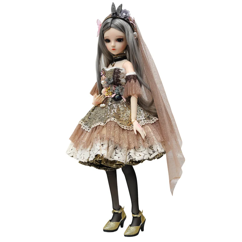 UCanaan BJD Dolls Clothes Set of 1/3 BJD Dolls Wigs Shoes Socks Accessories Full Set for 24inch 60cm BJD Dolls-Kira