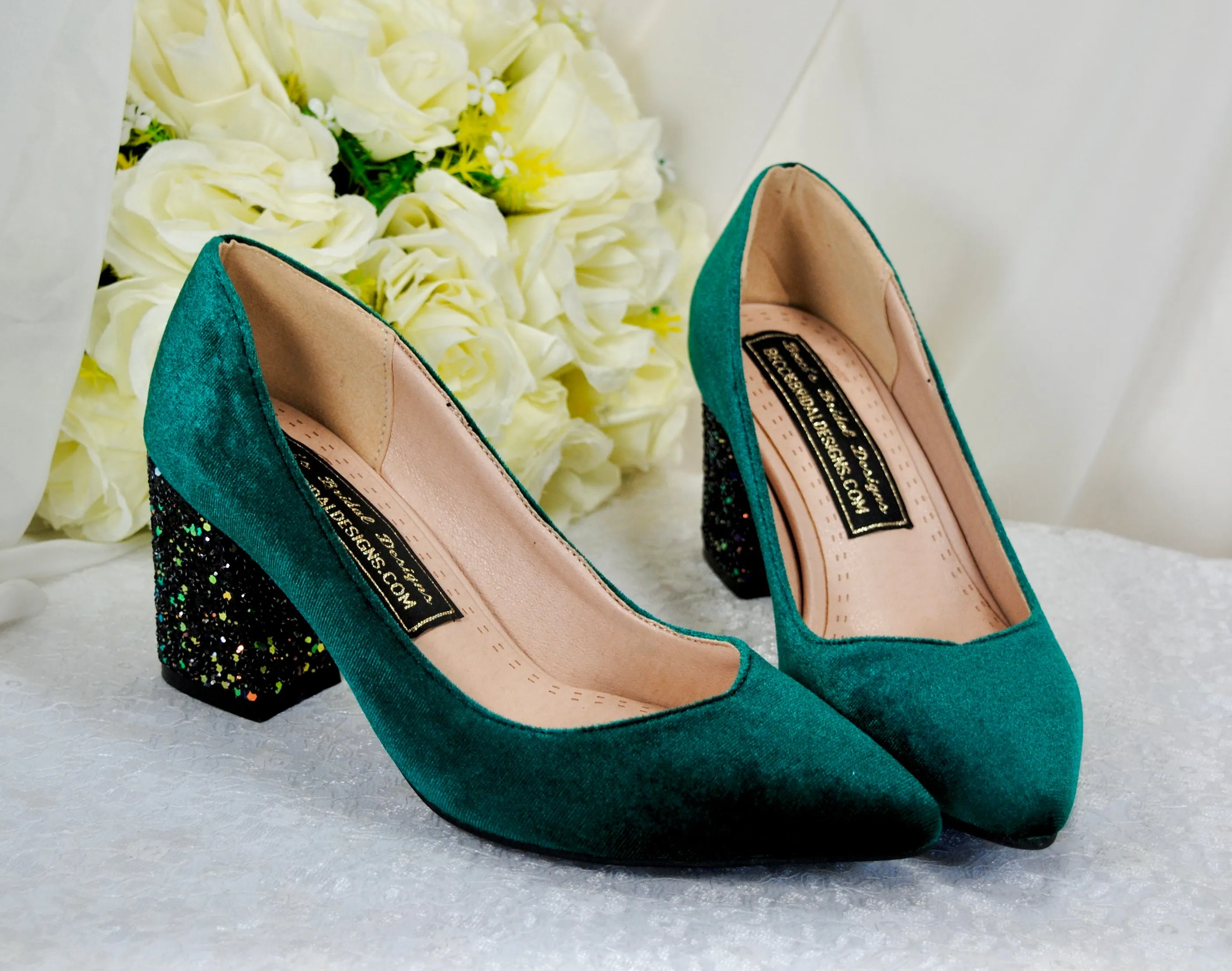 Velvet Block Heels