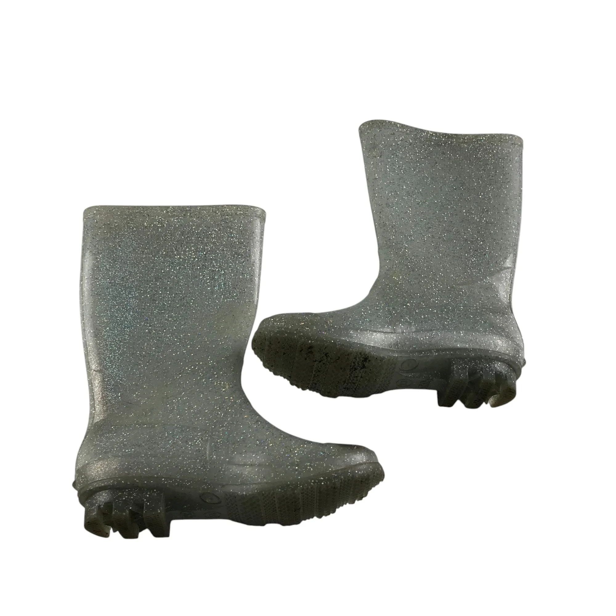 Wellie boots shoe size 13 junior silver glittery calf height