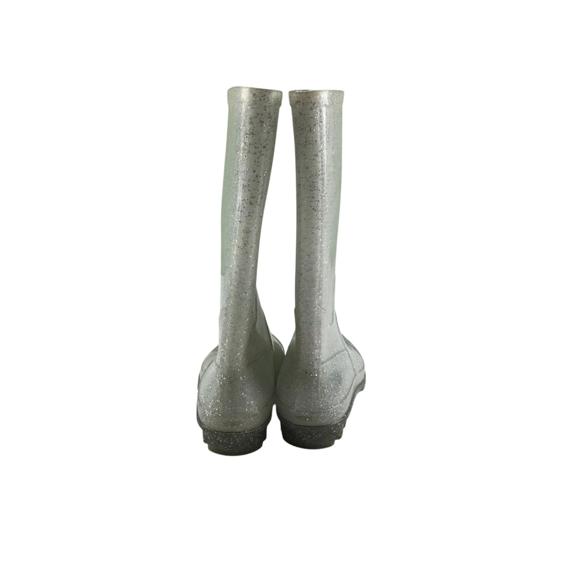 Wellie boots shoe size 13 junior silver glittery calf height