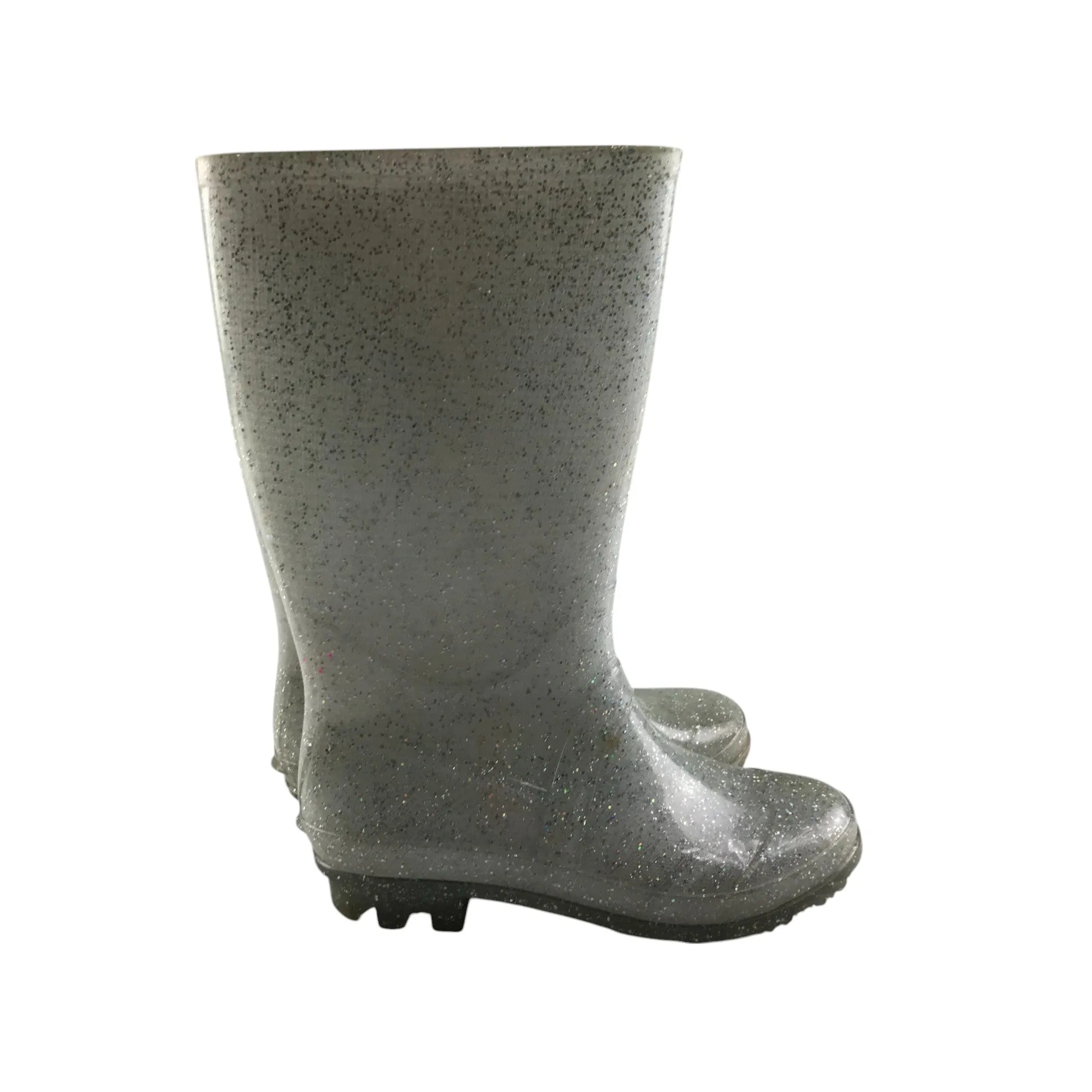 Wellie boots shoe size 13 junior silver glittery calf height