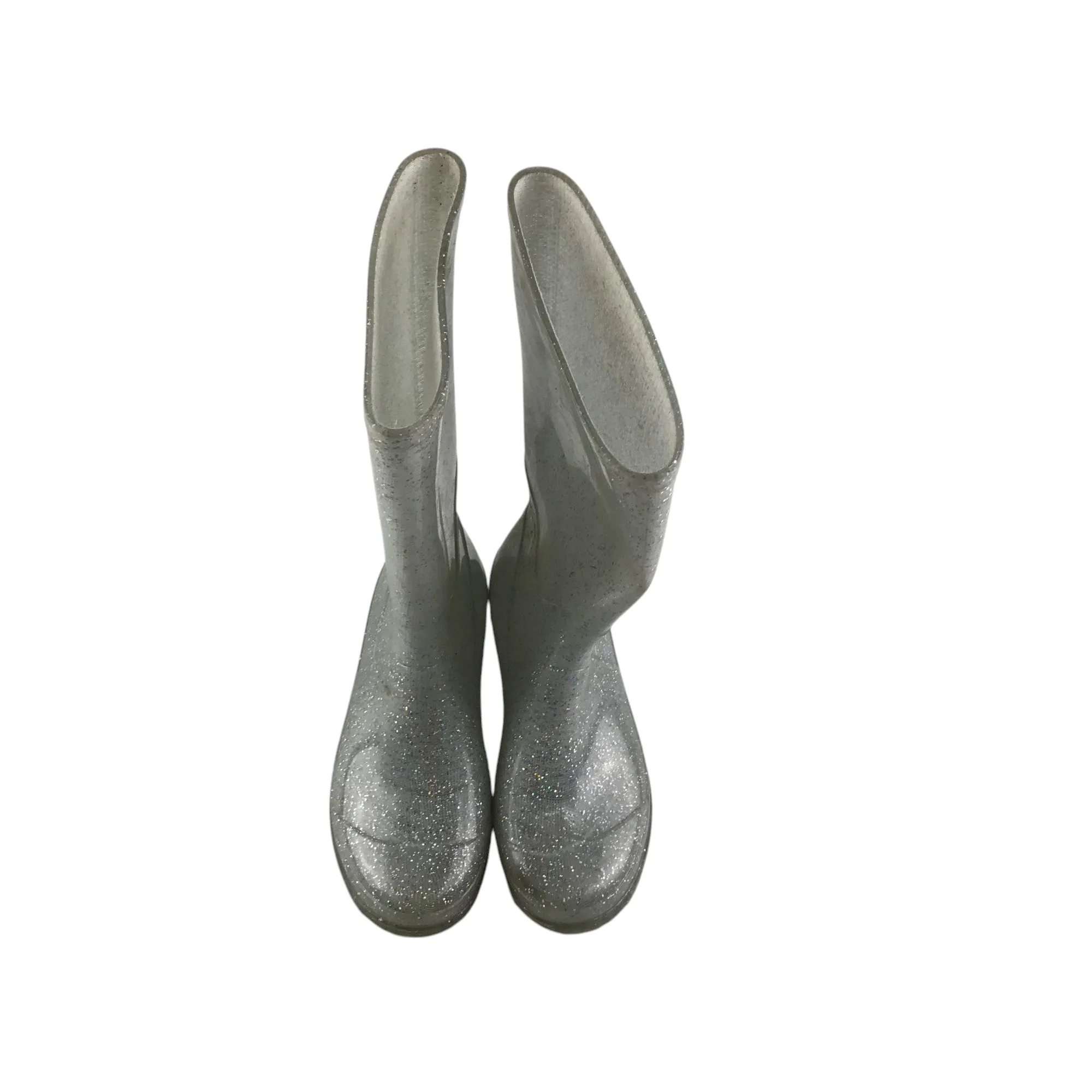Wellie boots shoe size 13 junior silver glittery calf height