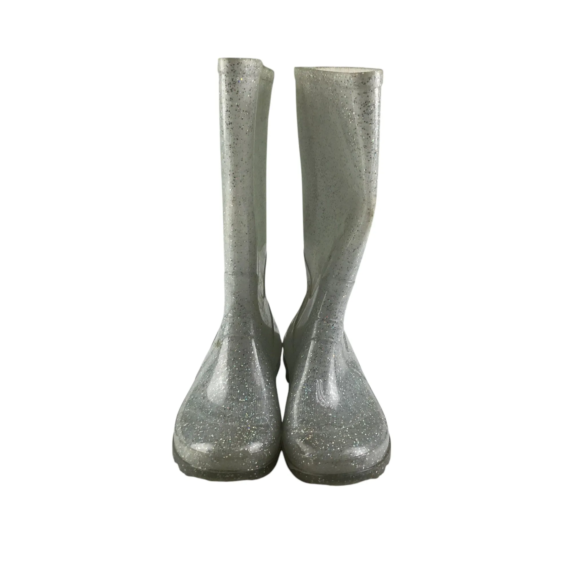Wellie boots shoe size 13 junior silver glittery calf height