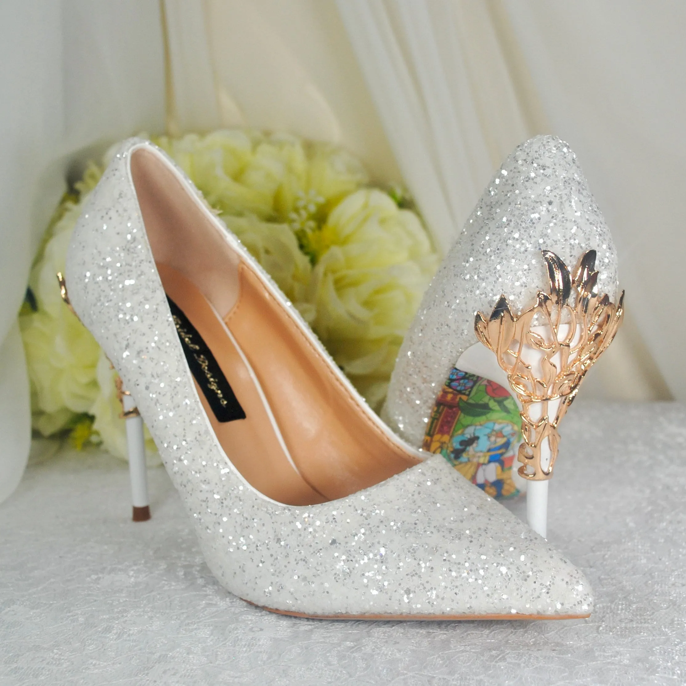 White Beauty & the Beast Bridal Shoes - Size UK4/US7.5