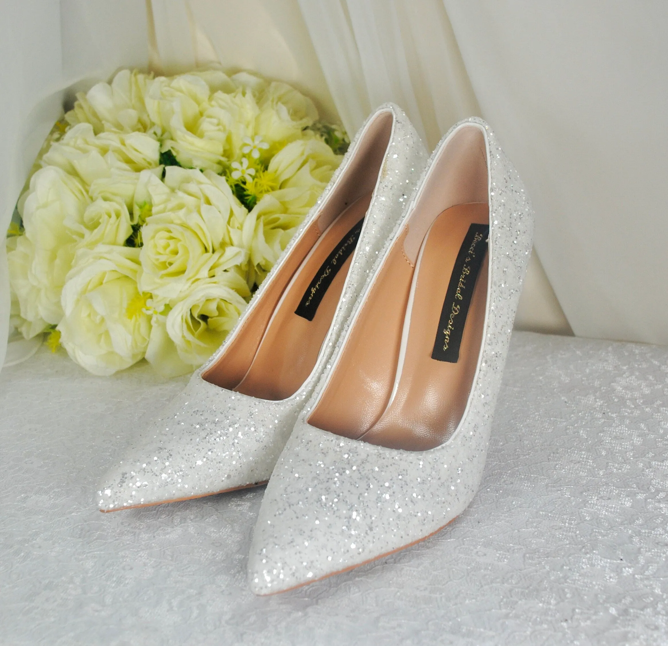 White Beauty & the Beast Bridal Shoes - Size UK4/US7.5