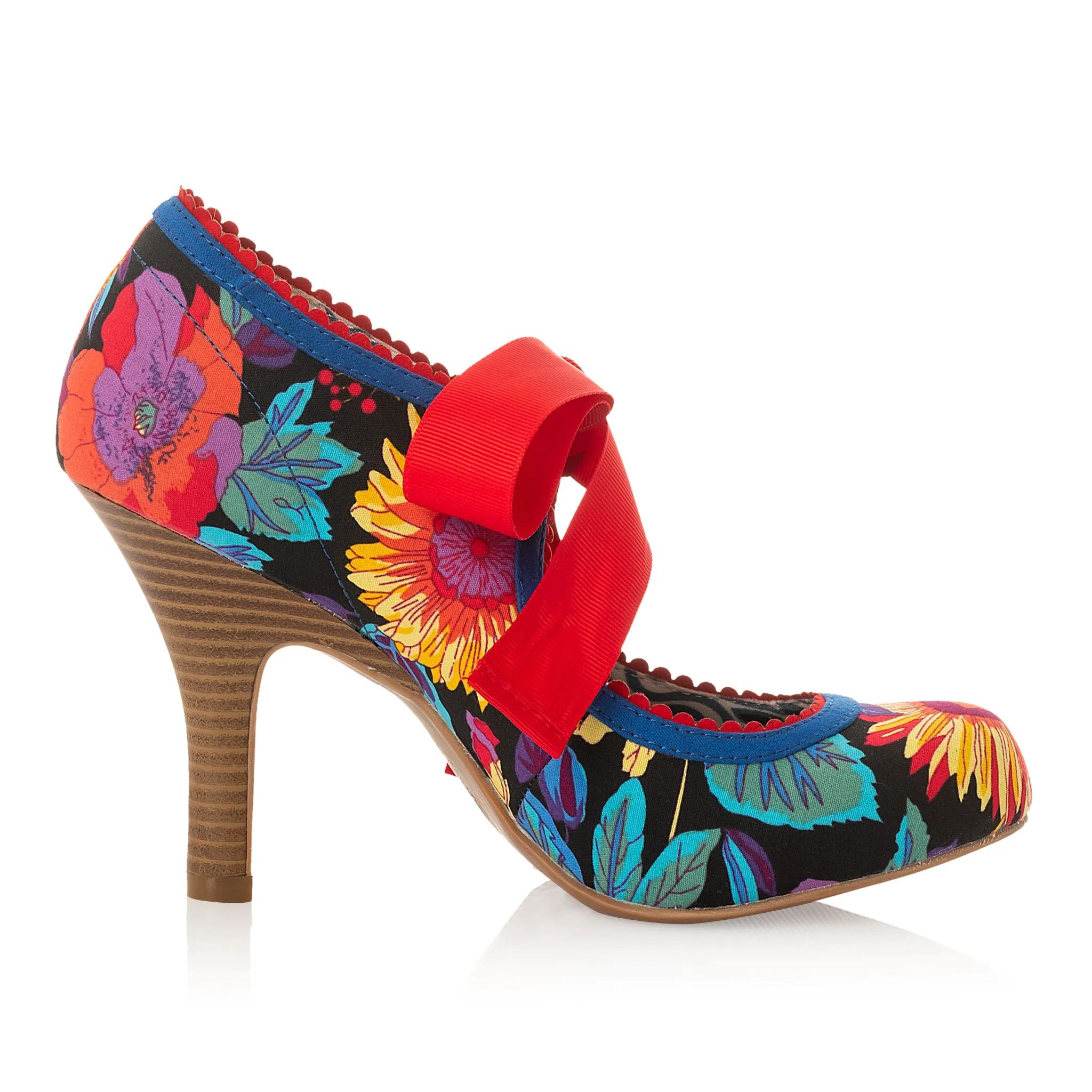 Willow Black Botanics High Heel Ribbon Bootie by Ruby Shoo