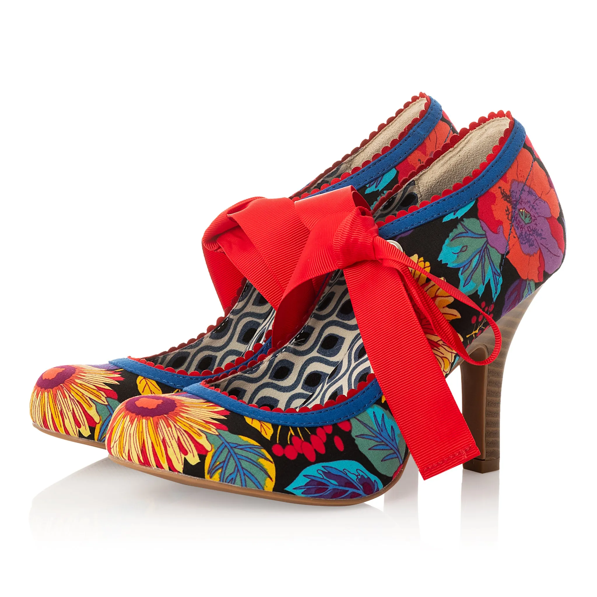 Willow Black Botanics High Heel Ribbon Bootie by Ruby Shoo