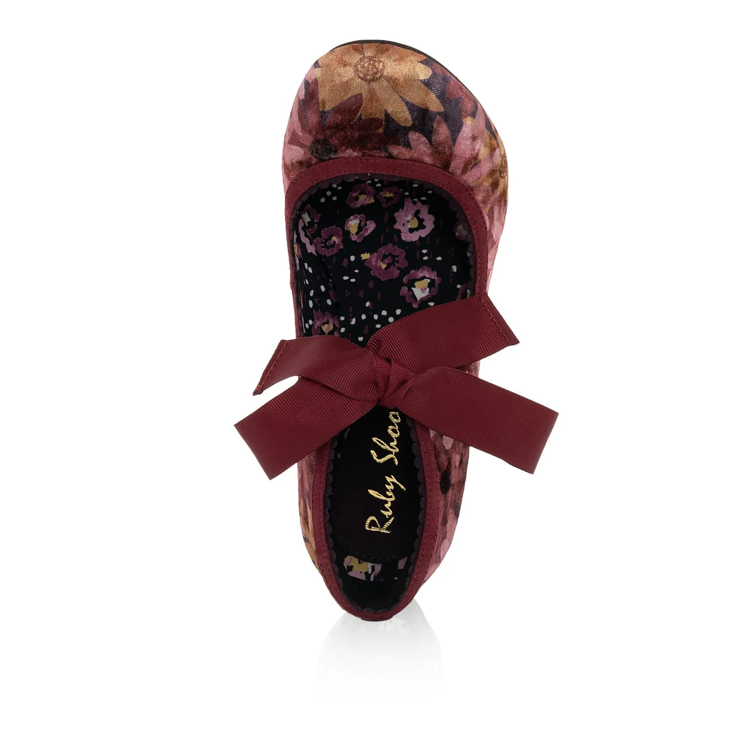 Willow Burgundy Floral High Heel Ribbon Bootie by Ruby Shoo