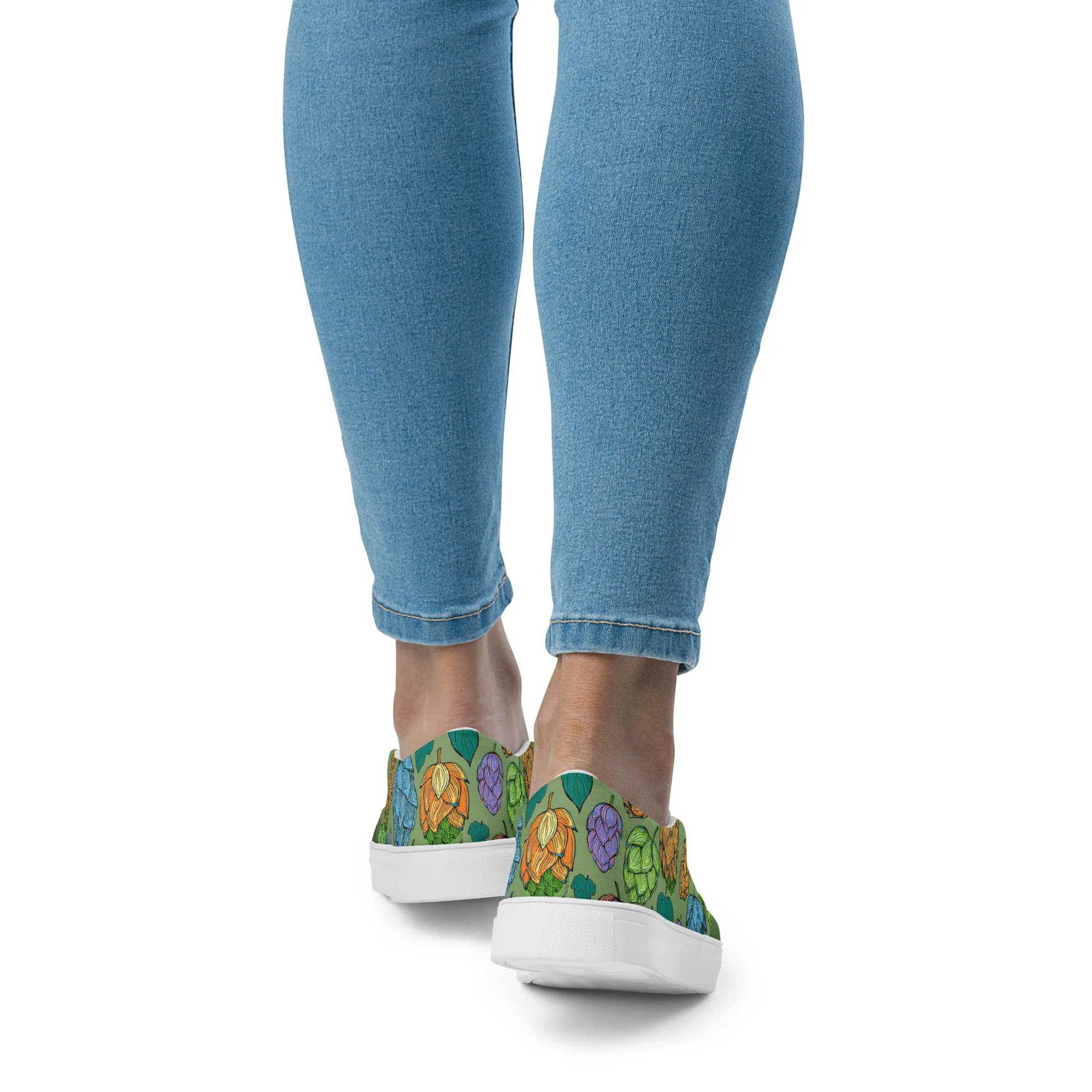 Women’s Mind Your Hops Slip-On Canvas Shoes – Floral & Green