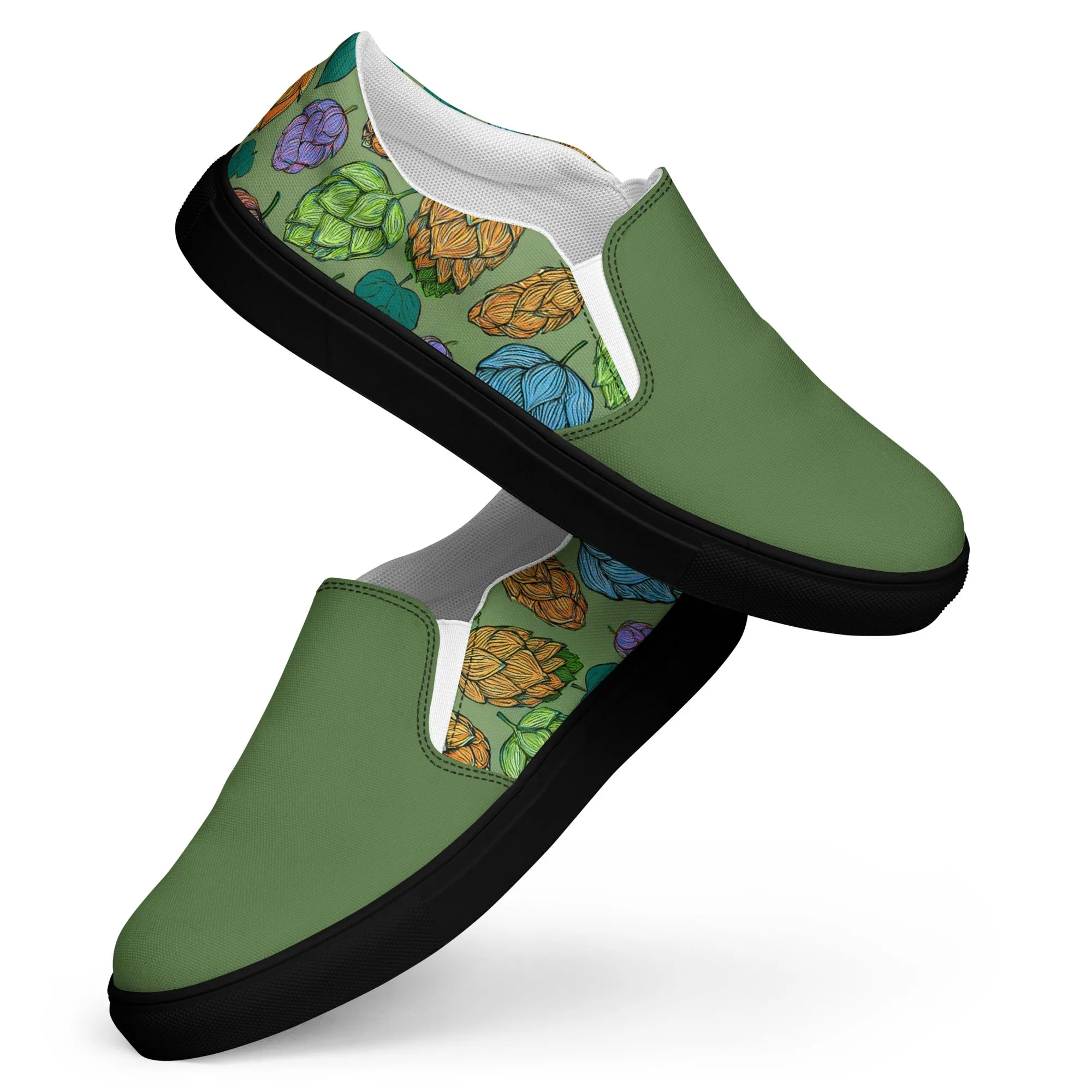 Women’s Mind Your Hops Slip-On Canvas Shoes – Floral & Green