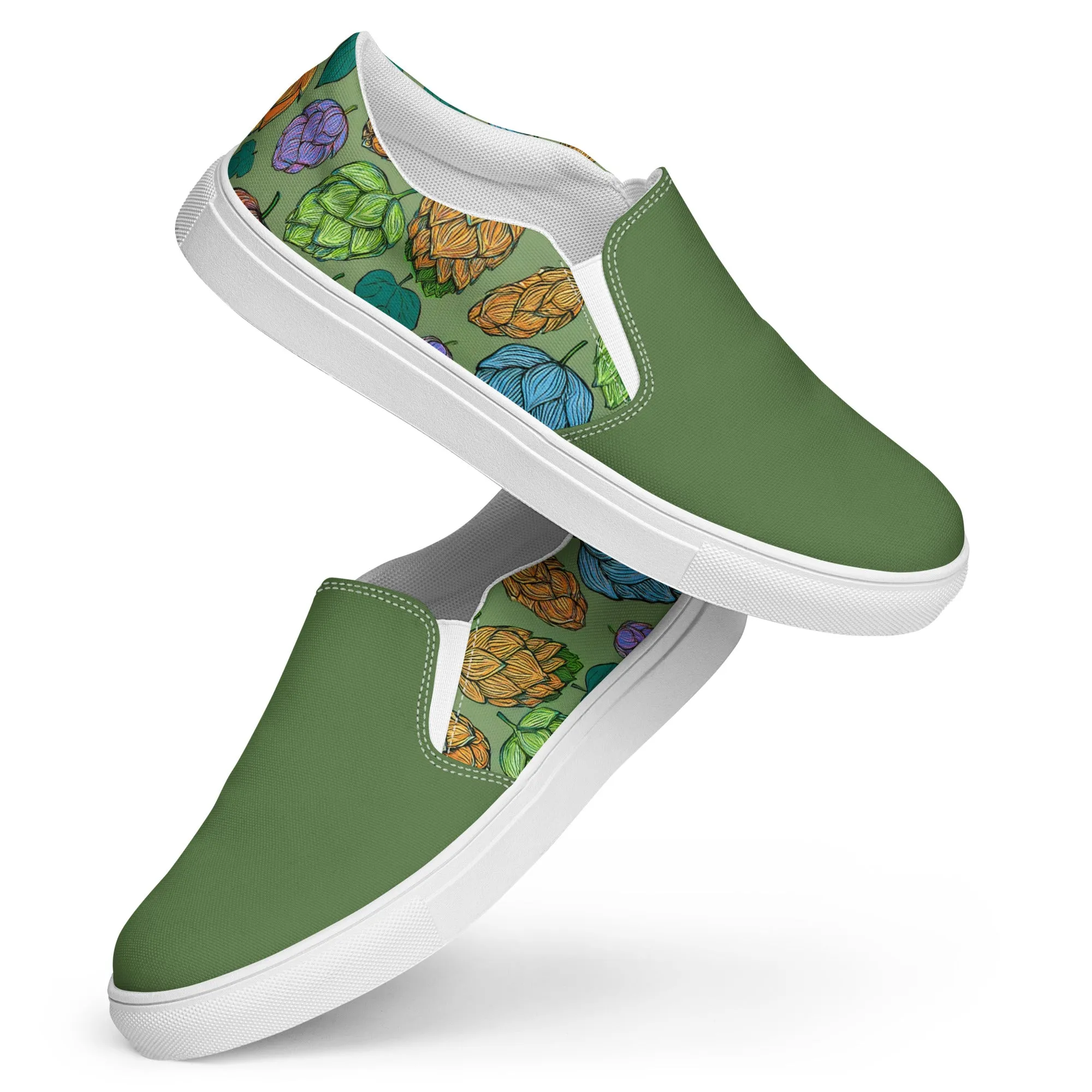 Women’s Mind Your Hops Slip-On Canvas Shoes – Floral & Green