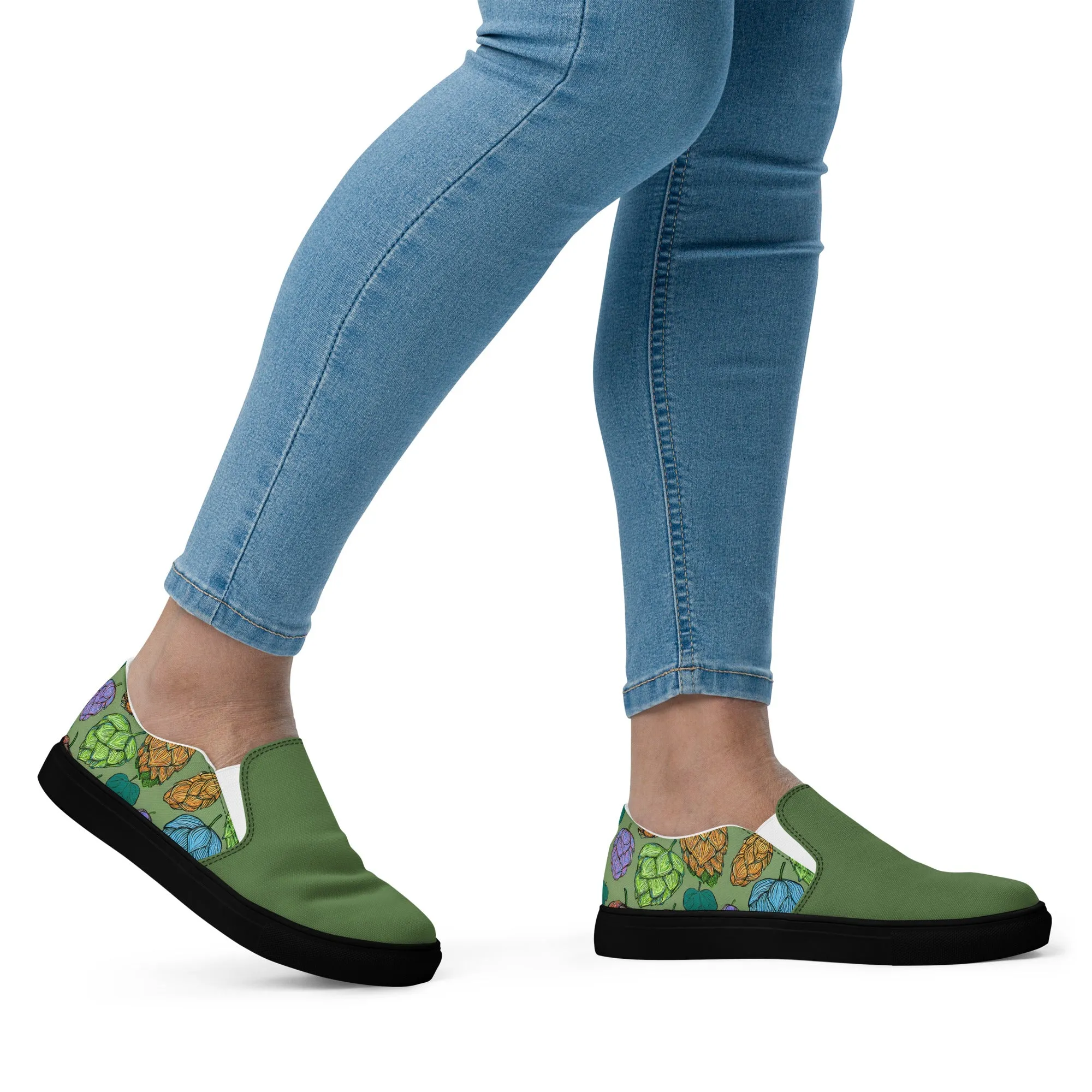 Women’s Mind Your Hops Slip-On Canvas Shoes – Floral & Green