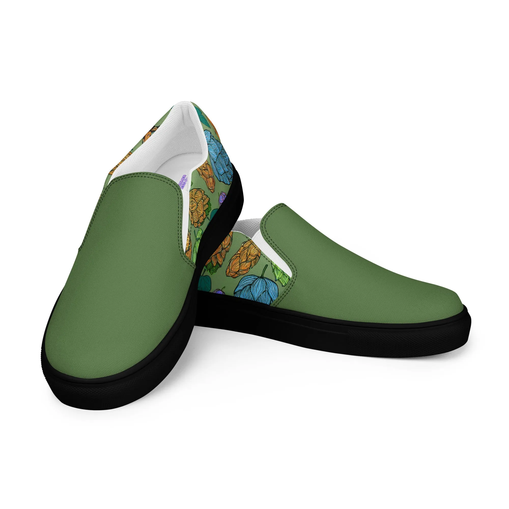 Women’s Mind Your Hops Slip-On Canvas Shoes – Floral & Green