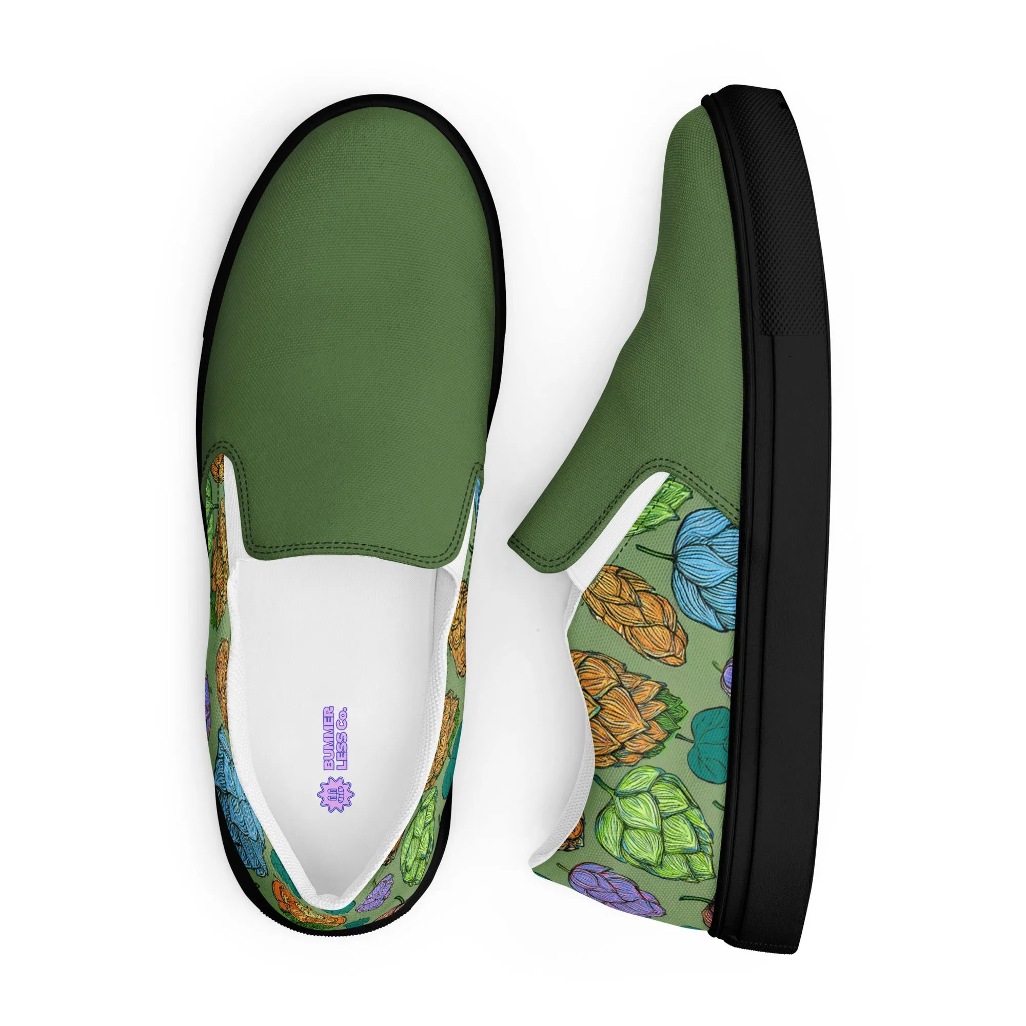 Women’s Mind Your Hops Slip-On Canvas Shoes – Floral & Green