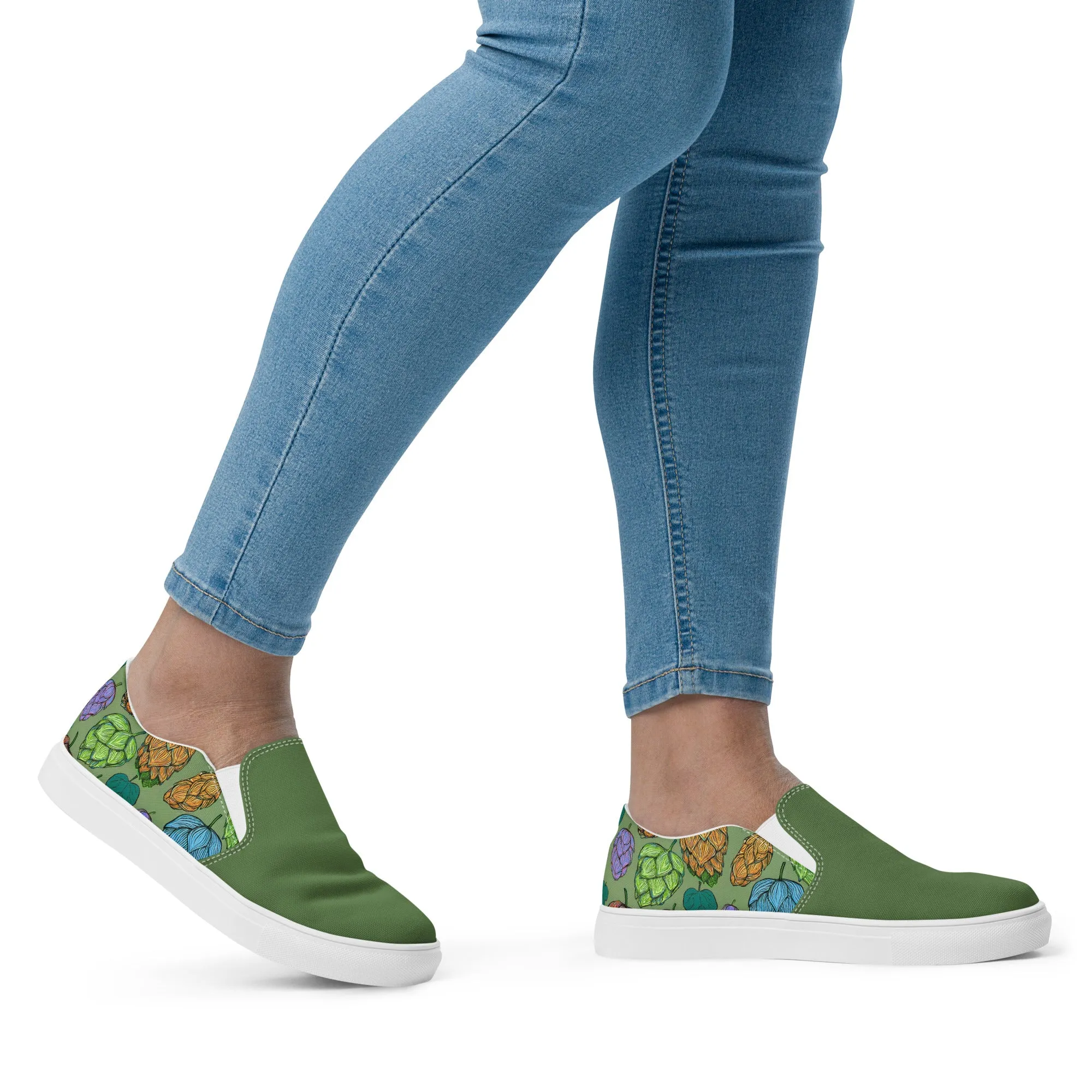 Women’s Mind Your Hops Slip-On Canvas Shoes – Floral & Green