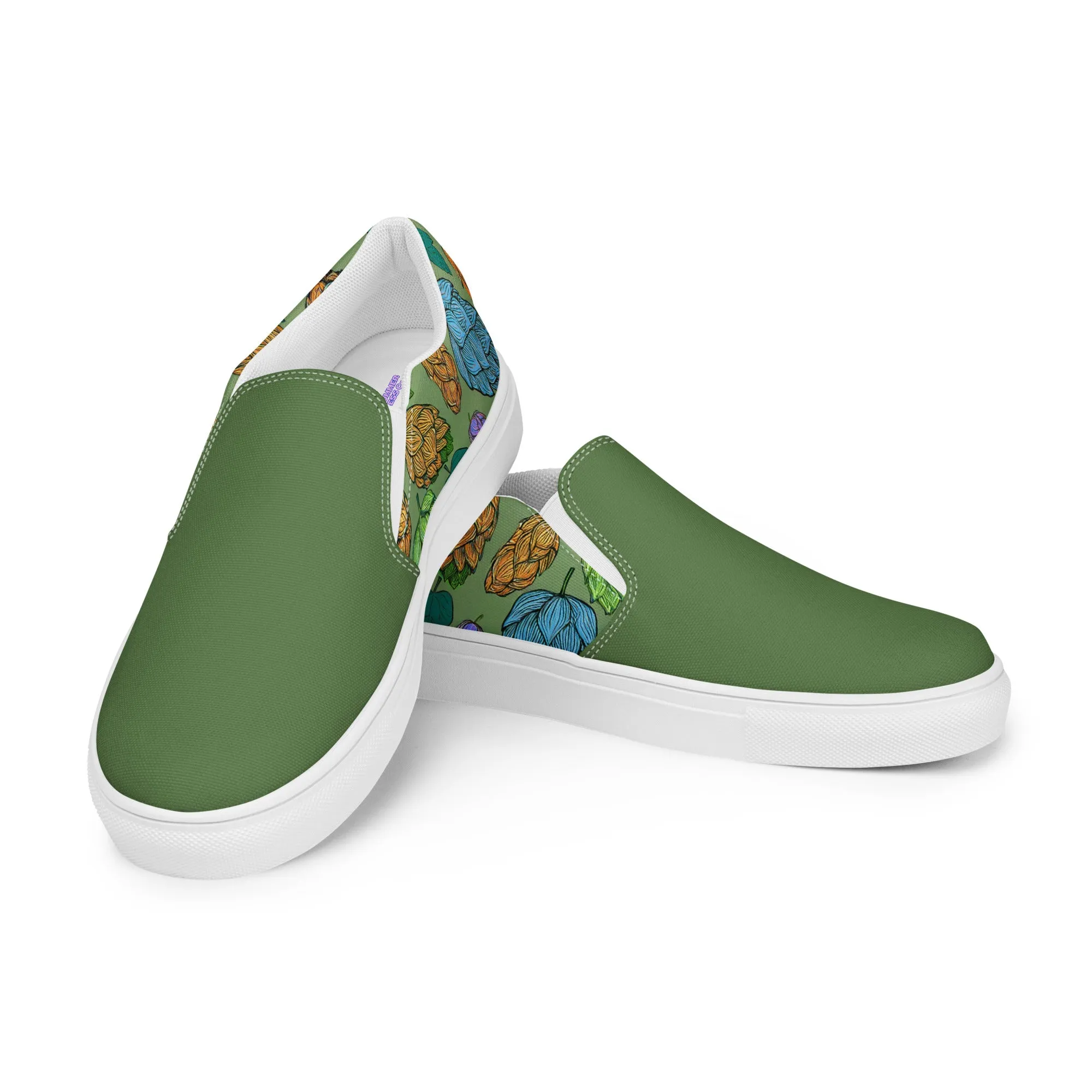 Women’s Mind Your Hops Slip-On Canvas Shoes – Floral & Green