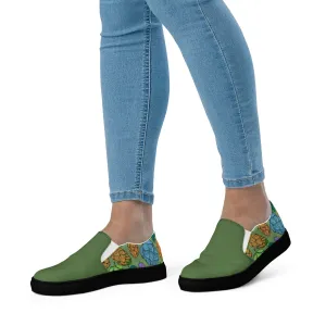Women’s Mind Your Hops Slip-On Canvas Shoes – Floral & Green