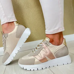 Wonders Beige/Sand/Copper Bungee Lace Slip-On Trainer A-2464